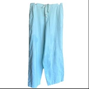 Cut Loose Mint Green Linen Wide Leg Pants Button Fly Tie Waist M